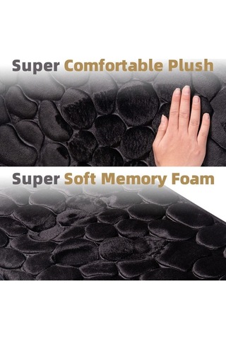 Ulzyvf Yumuşak Hafıza Köpüklü Banyo Paspası - Süper Emici, Kaymaz, Makinede Yıkanabilir Siyah Siyah