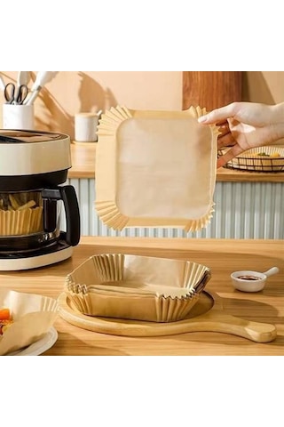 Air Fryer Pişirme 50 Adet Kağıdı Tek Kullanımlık Hava Fritöz Yağ Geçirmez Yapışmaz Kare Tabak Model