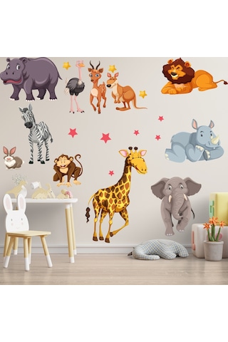 Sevimli Hayvanlar Çocuk Odası Duvar Sticker Çocuk Bebek Odası