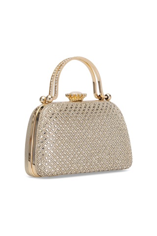 Guja 25kc1289 Kadın Taşlı Kutu Abiye Çanta Altın Altın