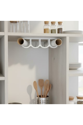 Mutfak Rulo Tutucu 4 Gözlü Pişirme Kağıdı - Alüminyum Folyo Vs Rulolarınızı Düzenler 1 Adet Beyaz