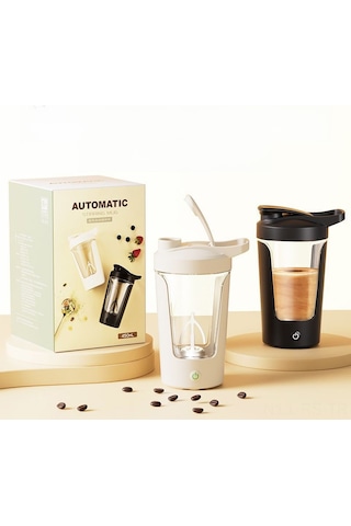 Reedark 450ml Siyah Şarjlı Otomatik Karıştırıcı Bardak - Elektrikli Kahve/süt/soja Çay Hazırlama, Taşınabilir, Sağlıklı Pp Malzeme Diğer