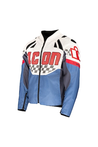 Icon Contra 3 Hero Korumalı Motosiklet Montu Beyaz Kırmızı Mavi