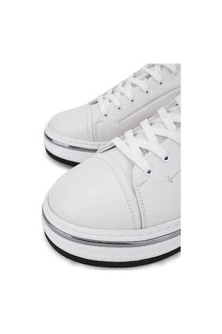 Tamer Tanca Erkek Hakiki Deri Beyaz Sneakers & Spor Ayakkabı 381 21624 Erk Ayk Y25 Beyaz Dr/met Beyaz