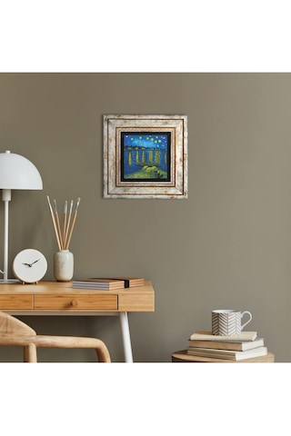 Lexroo Van Gogh Ren Nehri Nde Yıldızlı Bir Gece Taş Duvar Tablosu - Çerçeveli Taş Tablo Çok Renkli