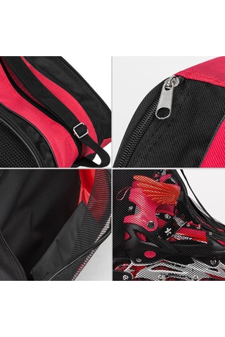 Moveevo Çocuklar İçin Paten Çantası - Pembe, 3 Bölmeli, Geniş Kapasiteli, Aksesuar Saklama Pembe