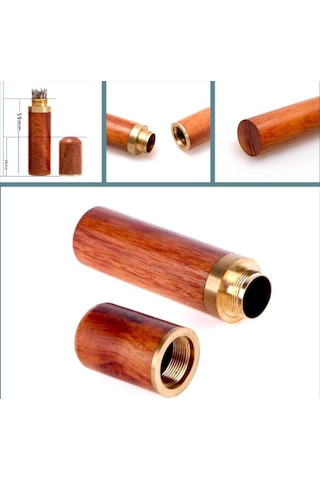 Omeniv Ahşap Pirinç Kutu Kapsül Tüp İlaç İğne Outdoor