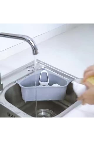 Ximistore9 Mutfak Lavabo Üçgen Süzgeç Sepeti, Süspansiyonlu Sebze-meyve Kabuğu Depolama, Sponge Ve Bezi Tutabilir Pp+süksiyon Cup Gri