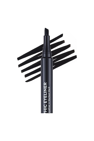 Flormar Kesik Uçlu Grafik Göz Kalemi (Siyah) - Graphic Eyeliner - 001 Black - 8690604478507