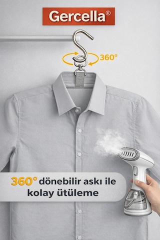 Gercella Dikey Buharlı Ütü Matı Pedi 360 C Dönebilen Askılı Isı Geçirmeyen Dikey Ütü Aksesuarı Gri