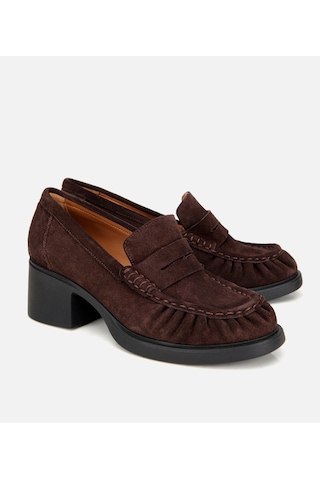 Hotiç Kadın Süet Deri Kahverengi Kalın Topuklu Klasik Loafer 01ayh312760a480 01ayh312760a480 Kahverengi