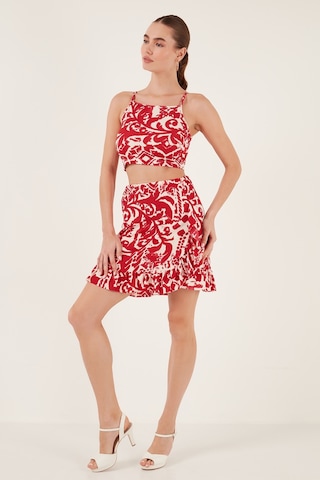 Lela Desenli Fırfırlı Mini Bayan Etek 5865727 Bordo