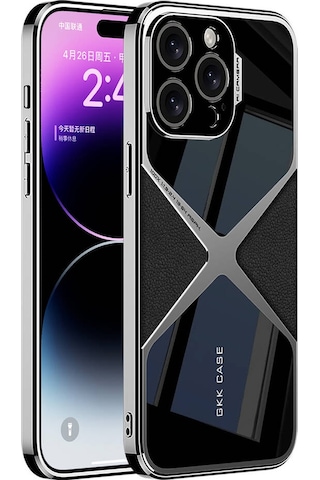 İphone Uyumlu 14 Pro Kılıf Ultra İnce Kamera Korumalı Pc + Deri Arka Yüzey Zore X-pro Kapak-siyah