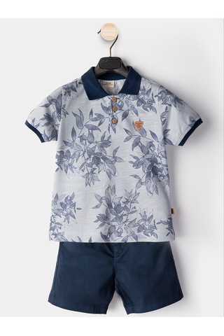 Midimod Erkek Çocuk 3'li Takım Polo Yaka T-shirt Şort Kemer Takım Renkli