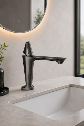 Vıta Kısa Lavabo Bataryası Mat Füme