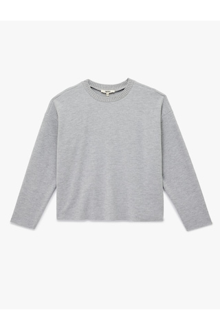 Koton Uzun Kollu Bisiklet Yaka Basic Sweatshirt Gri 6wak10092ek Gri