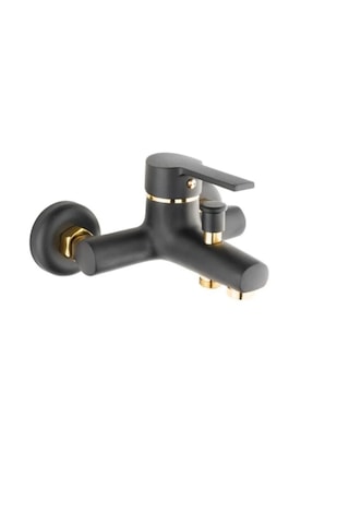 Faumix Kav6671120 Lavabo Ve Banyo Bataryası Ve Tepe Duş Seti Siyah Gold Siyah