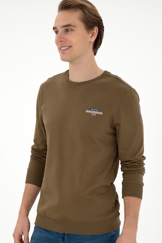 U.S. Polo Assn. Erkek Regular Fit Bisiklet Yaka Haki Sweatshirt 50293742-VR027