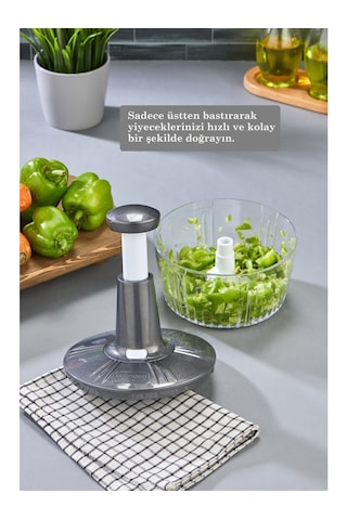 Solingen 3'lü Paslanmaz Çelik Bıçaklı Basmalı El Rondosu Gri-antr Antrasit