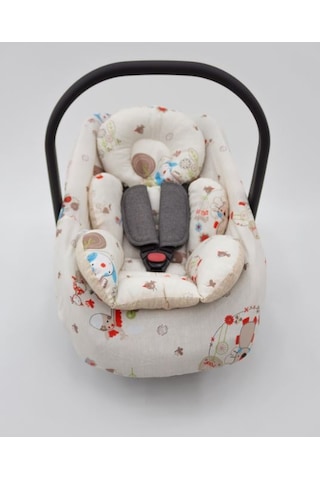 Mordesing Ortopedik Bebek Puset Minderi Pamuklu Kumaş Animal Serisi Beyaz