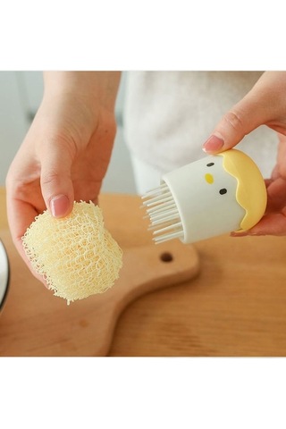 Dancemonkey Mutfak Temizleme Fırçası, Yaratıcı Tavuk Tasarımı, Ayrılabilir Sap, Sarı