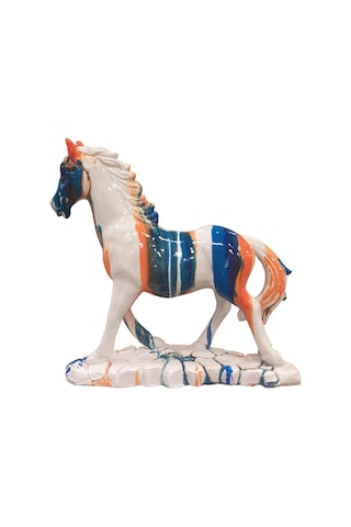 T.concept Dekoratif Sakin Beyaz At Biblo Renkli 35 X 35 Cm