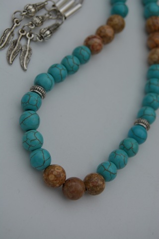 Stoneage Turkuaz ve Jasper Doğal Taşlı Tespih Tesbih