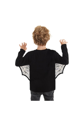 Erkek Çocuk Halloween Pamuklu Siyah Uzun Kollu T-Shirt 4-7 Yaş