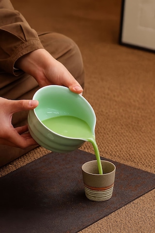 Seramik Matcha Çayı Köpürtme Kasesi Chawan Mt215 Yeşil