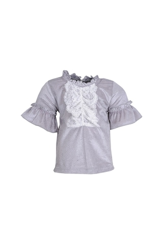Zeyland Kız Bebek Gri Dantelli Yarım Kollu Bluz (12Ay-4Yaş) Gri
