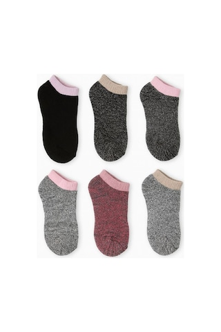 Socks 6 Çift Kadın Ekstra Kalın Termal Havlu Kendinden Desenli Patik Çorap Çok Renkli