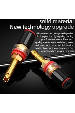 Vkemall 4 Adet Bronz Muz Tipi Dişi Bağlayıcı, Altın Kaplı Ses Amfi Terminali, Yüksek Kaliteli Ses Bağlantısı