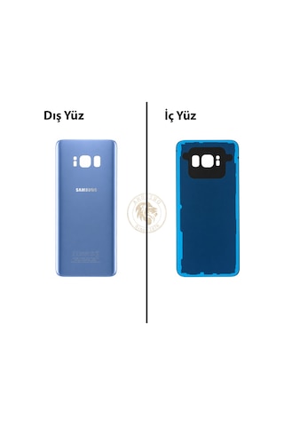Samsung Galaxy S8 Mavi Renk Arka Kapak Arka Cam Batarya Kapağı Pil Kapağı Lazer Kesim Back Cover Galaxy S8 Uyumlu
