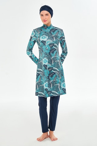 Likralı Tam Kapalı Tesettür Mayo Desenli 3104 Koyu Lacivert K.lacivert Koyu Lacivert