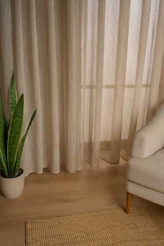 Keten İçeren Tül Perde Doğal Natural Ütü İstemez Salon Oturma Odası Yatak Odası Antre Bej