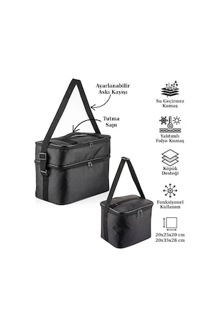 Ns Reliable Kamp Piknik Termal Soğutucu Yalıtımlı Buzluk Termos Çanta 2 Li Set - 960 Siyah