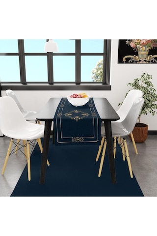 Flower Framed Runner 140x45cm Ince Keten, Uluslararası Yıkama Ve Solmama Sertifikası Çok Renkli