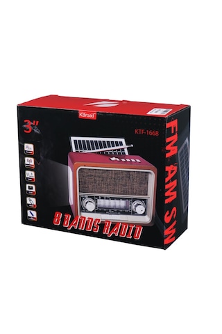 Ktf-1668 Nostalji Radyo Bluetooth Hoparlör Fenerli Solar Şarjlı