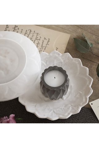 Tahtakale Toptancı Silikon Epoksi Tabak Kalıbı Lotus Tabak Kalıbı Taş Tozu Çiçek Tabak Kalıbı 18x18x2.2 Cm