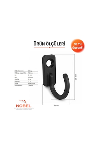Anahtar Askısı, Metal Vestiyer Askısı, Siyah, Dolap Askılığı 5'li Set Vidalı Si Yah