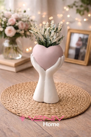 Dekoratif Pinterest Lüks Saksı + Bitki - 25 Cm Gri