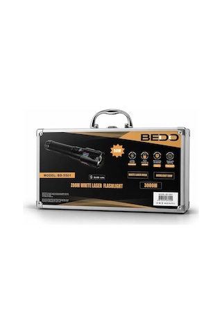 Bedotech Bd-5501 50w Tg Led Alüminyum Alaşımlı Zoomlu Dijital Göstergeli Type-c Şarjlı El Feneri Açık Lacivert