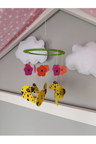 Bebek Beşik Süsü Dönence Organik Dekorasyon Montessori-mdl-2006 Sarı
