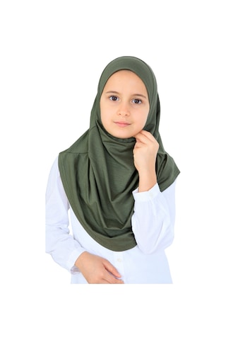 Modish Group Kız Çocuk Hazır Başörtüsü Pratik Penye Şal Tesettür Giyim Haki