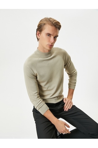 Koton Yarım Balıkçı Yaka Kazak Slim Fit Triko Uzun Kollu Bej 4wam70120ht 4WAM70120HT057 Ekru