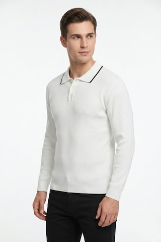 Dynamo Erkek Spor Polo Yaka Mevsimlik Kazak Bgl-st05364 Beyaz