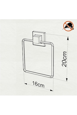 Tekno Tel Ef-234 Yapışkanlı Banyo Kare Havluluk Siyah