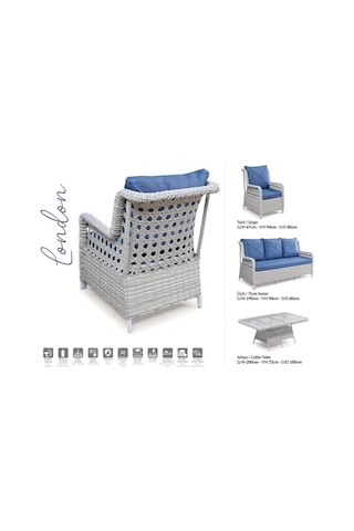 Diesse Home London Rattan Gri Bahçe Mobilyası Ekru