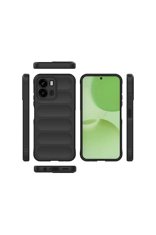 Vendas Oppo A6t Kılıf Esnek Tpu Oyuklu Arka Yüzey Tasarımlı Zore Etnik Silikon Kapak Siyah