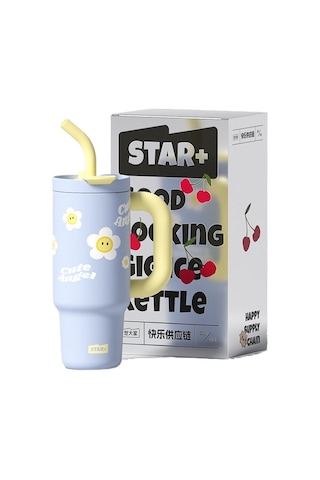 Kız Çocuk Büyük Kapasiteli Termos Bardak-mavi